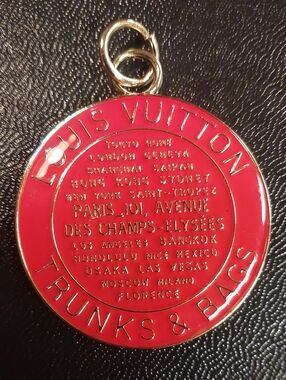 LV Red Enamel & Gold Trunks & Bags Charm Pendant-Double Sided